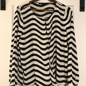 Banana Republic, long sleeve blouse, Size L, black and white